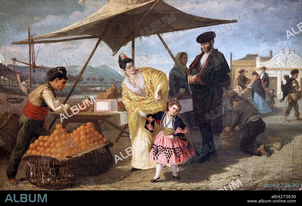 FEDERICO MARIA EDER Y GATTENS (1830-1905). FEDERICO MARIA EDER GATTENS PINTOR ESPAÑOL 1830-1905 " PUESTO DE NARANJAS " OLEO COLECCION PARTICULAR.