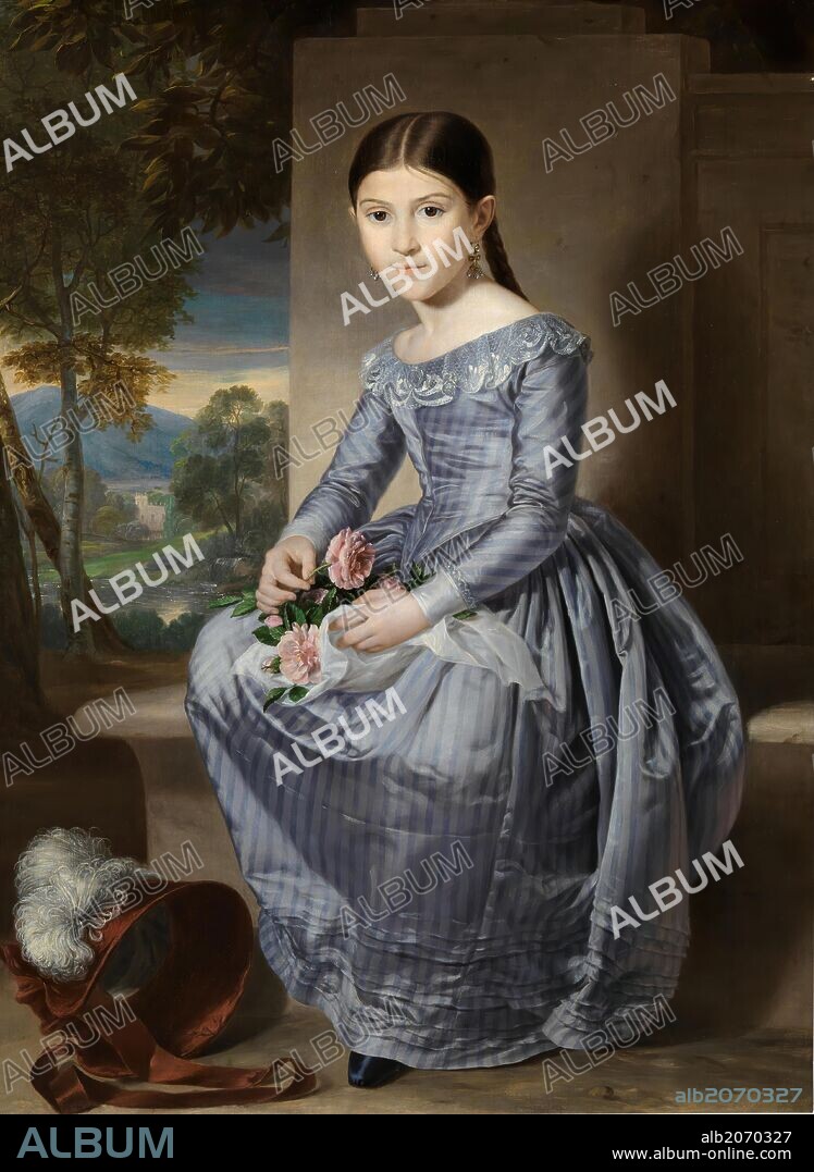 RAFAEL TEJEO. Rafael Tegeo Díaz / 'Portrait of a Seated Girl with a Landscape in the Background', 1842, Spanish School, Oil on canvas, 111 cm x 81,5 cm, P07619.