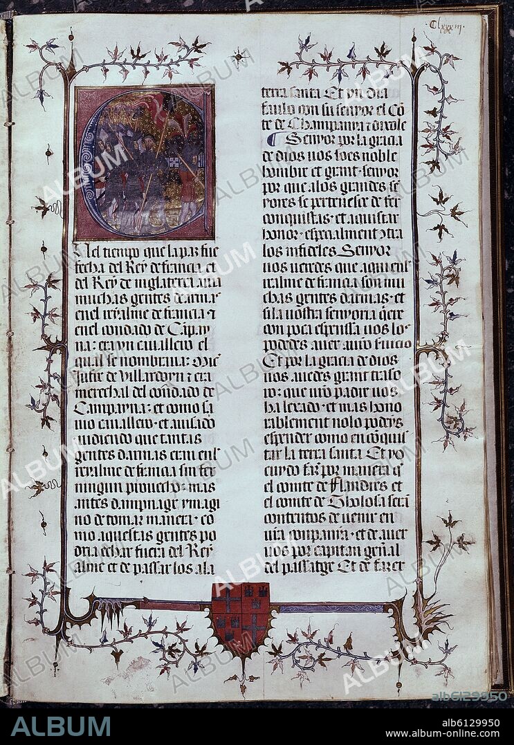 JUAN FERNANDEZ DE HEREDIA (1310-1396). CRONICA DE ESPAÑA F 33 -  SIGLO XIV.