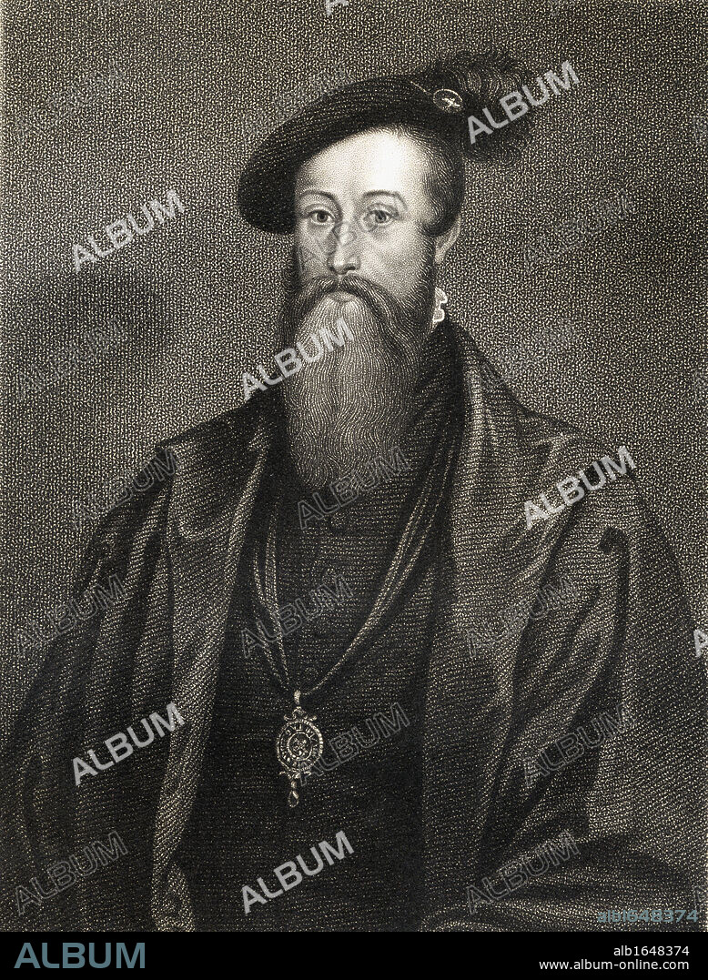 Thomas Seymour Baron Seymour (of Sudeley) c.1508-1549. Lord high admiral of England, 1547-1549. Executed for treason. From the book 'Lodge's British Portraits' published London 1823.