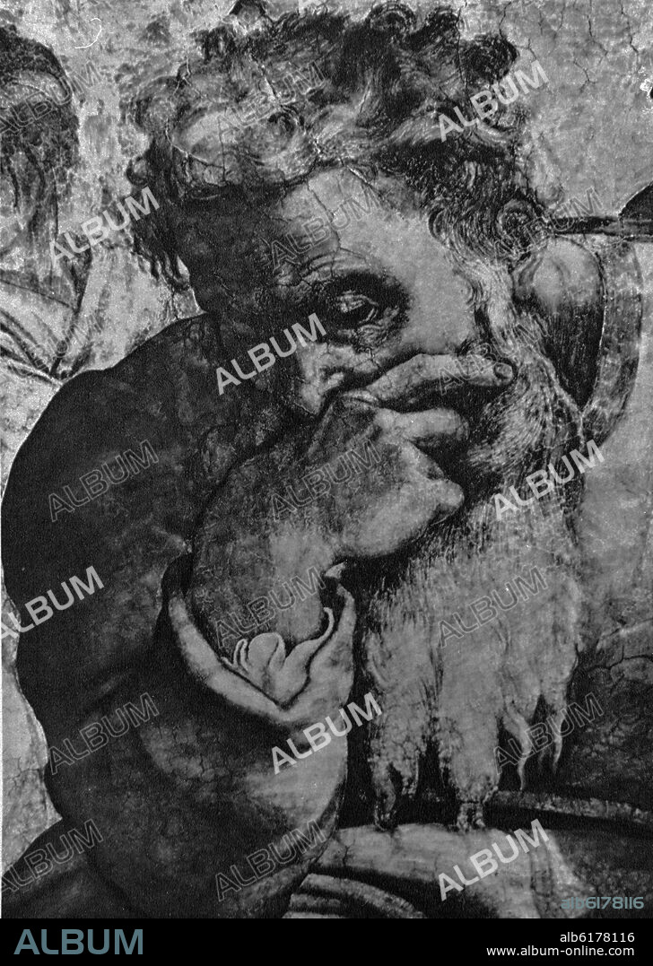 MIGUEL ANGEL. CABEZA DEL PROFETA JEREMIAS DE LA BOVEDA DE LA CAPILLA SIXTINA.