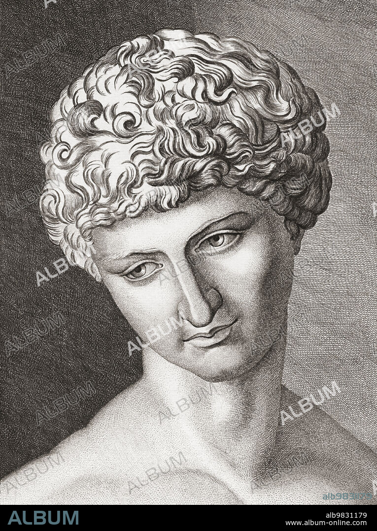 Amun, also known as Amon, Ammon, Amen, ancient Egyptian god. After a plate by engraver Alphonse Duchesne in Jean Francois Champollions 19th century work Monuments de l'Egypte et de la Nubie, d'àprès les dessins exécutés sur les lieux sous la direction de Champollion-le-jeune.