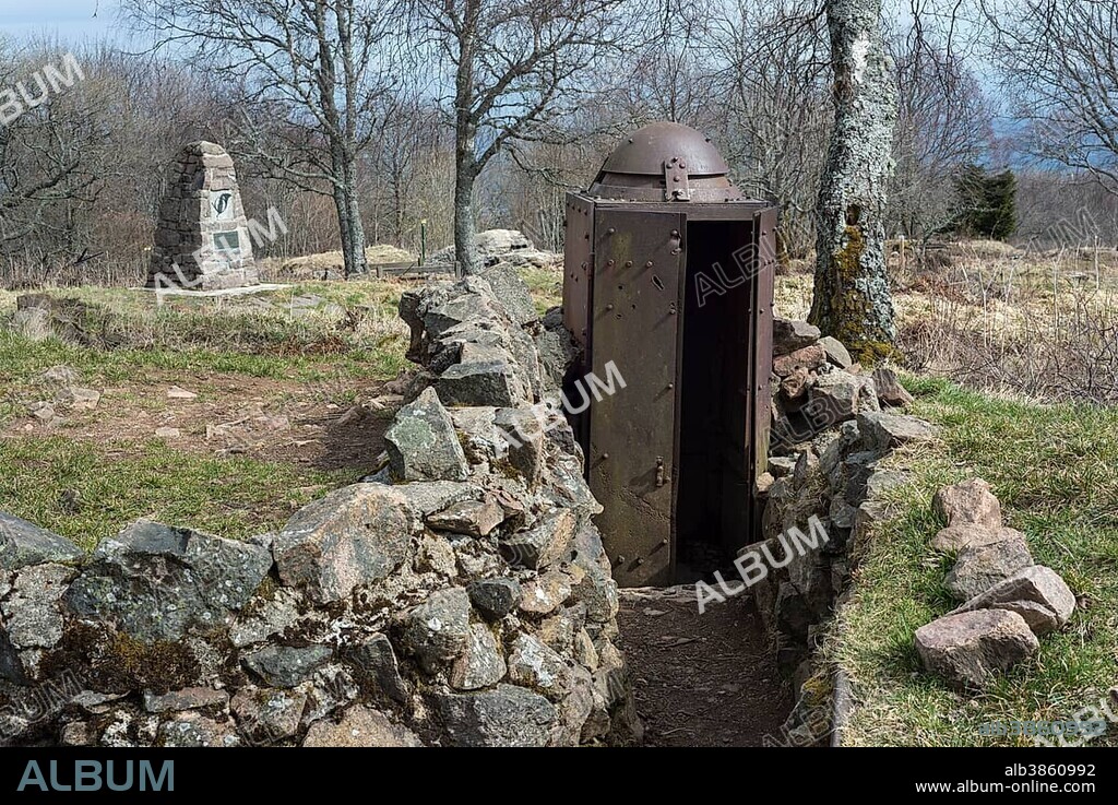 French observation post, type molehill, armoured rotating dome, Hartmannswillerkopf, national monument of World War I, Wattwiller, Vosges, Alsace, France, Europe.