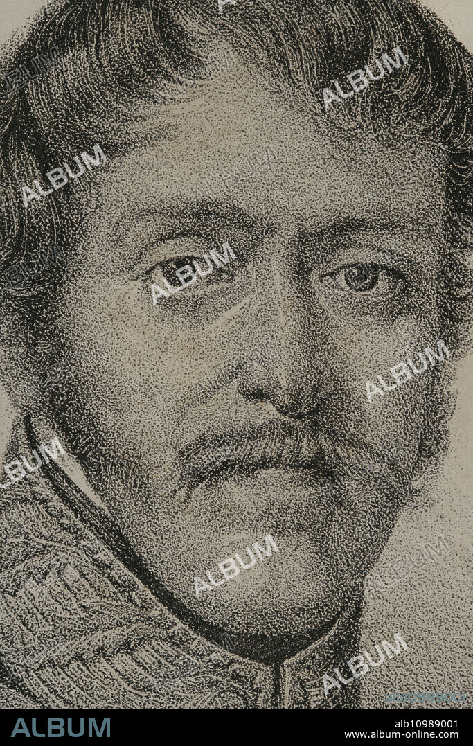 Carlos María Isidro de Borbón (1788-1855), llamado don Carlos. Infante de España, fue el primer pretendiente carlista al trono de España bajo el nombre de Carlos V. Retrato. Litografía. Detalle. "Historia de la guerra civil y de los partidos liberal y carlista", por Antonio Pirala. Tomo I. Madrid, 1868.