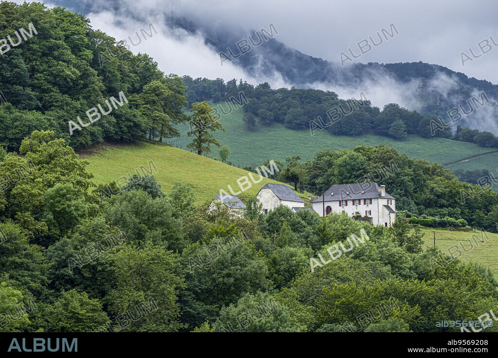Typical farm, Aspe Valley, Aquitaine region, Pyrénées-Atlantiques department, France.