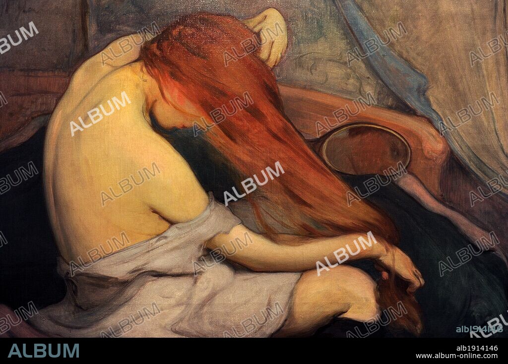 ARTE S. XIX. POLONIA. WTADYSTAW SLEWINSKI (1854-1918). Artista polaco. "MUJER PEINANDOSE", 1897. Museo de Arte Contemporáneo. Cracovia. Polonia. Europa.