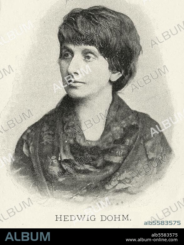Dohm, Hedwig (Marianne Adélaïde), née Schlesinger, épouse de. (Ernst) Dohm, rédacteur en chef du journal satirique " Kladderadatsch". ; défenderesse des droits de la femme et femme de lettres allemande (amie de Lassalle, Humboldt et Fontane, entre autres; grand-mère de Katharina (Katia) Pringsheim, l'épouse de Thomas Mann) ; Berlin 20.9.1831 - id. 4.6.1919. - Portrait photographique.