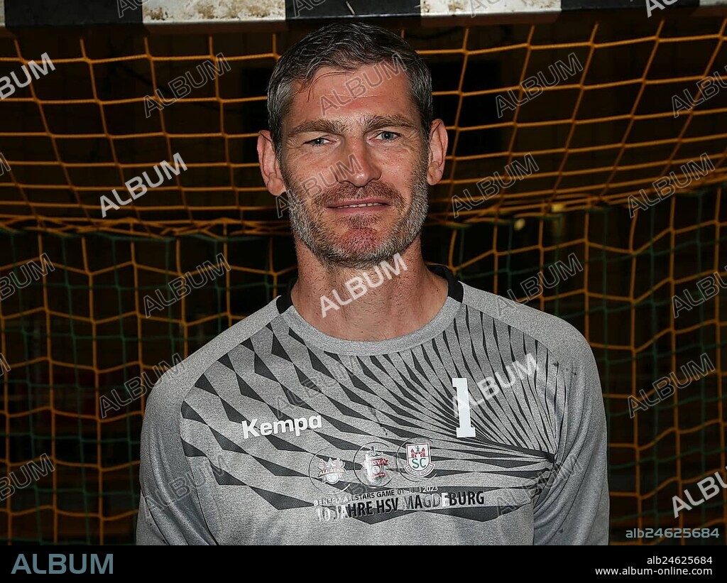 German handball goalkeeper Henning Fritz DHB Allstars at the Benefit Allstars Game 2023 in Magdeburg, German handball goalkeeper Henning Fritz DHB Allstars at the Benefit Allstars Game 2023 in Magdeburg