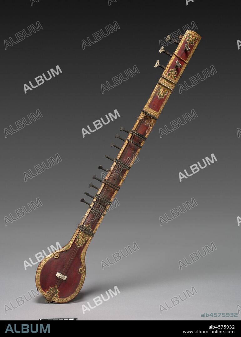 Vina, c. 1850. Many paintings of Indian court life depict female musicians holding and playing this kind of lightweight stringed instrument. Throughout most of Mughal history, music was a constant component of the courtly experience. During the early years of the Cleveland Museum of Art, arms and armor, jewelry, and musical instruments like this vina were among the first donated works.