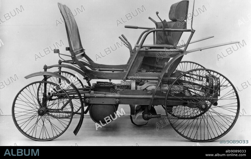 Lanchester Motor Car. 1897. two seated built by Mr F W Lanchester. It was the second Lanchester car made, and the first 'silent' car placed on the market.