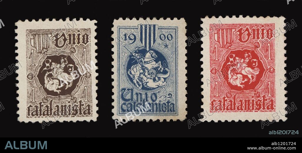 Sellos conmemorativos emitidos por "Unió Catalanista", partido político catalanista conservador fundado en Barcelona en 1891.