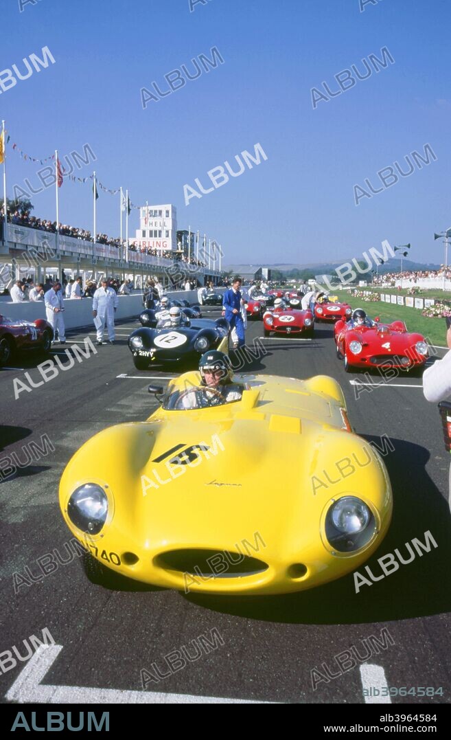 Martin Brundle in 1956 Jaguar D type, Goodwood revival meeting, West Sussex, 1998.