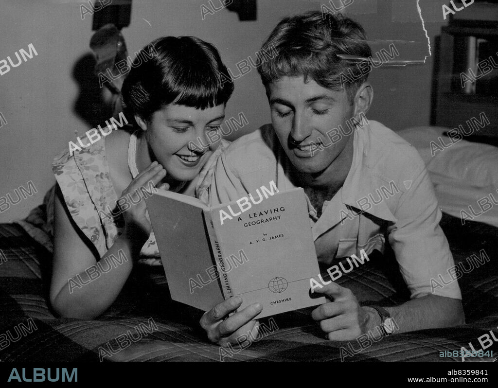 Victoria's "flying milkman" Dave Stephens hopes later to change his title to the "flying schoolteacher." February 25, 1955.
