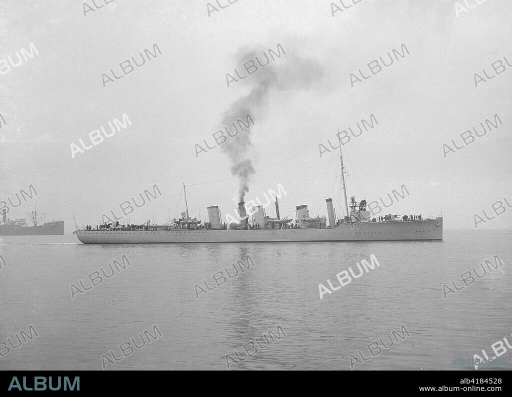 'HMS Broke', 1914. 'HMS Broke' was a Faulknor-class destroyer leader of the Royal Navy, initially built for the Chilean Navy as the Almirante Lynch-class destroyer Almirante Goñi. The outbreak of the First World War led to her being purchased by the Admiralty in August 1914 shortly after her launching, and renamed HMS Broke. All of the class were present at the Battle of Jutland on 31 May to 1 June 1916 where Broke, out of control after hits from German ships, collided with the Acasta-class destroyer HMS Sparrowhawk leading to the latter's loss. Broke saw action in several battles, and was resold to Chile after the conclusion of the war.