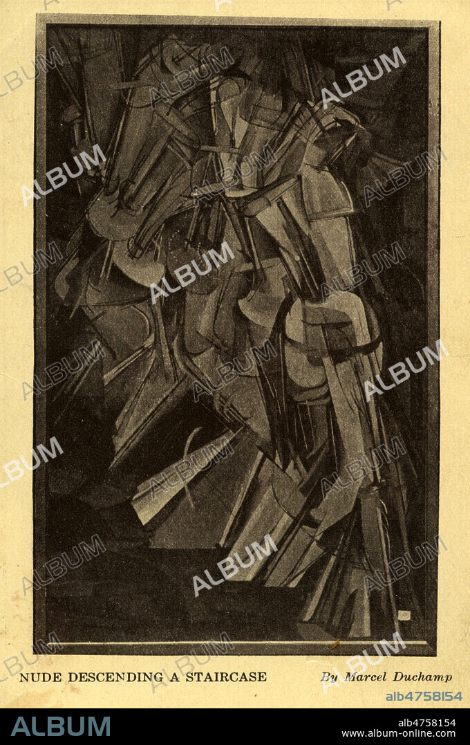 Reproduction du tableau de Marcel DUCHAMP (1887-1968 = ADAGP) 'Nu descendant d'un escalier' pour une carte postale americaine de 1913. Credit : Collection IM/KHARBINE-TAPABOR.