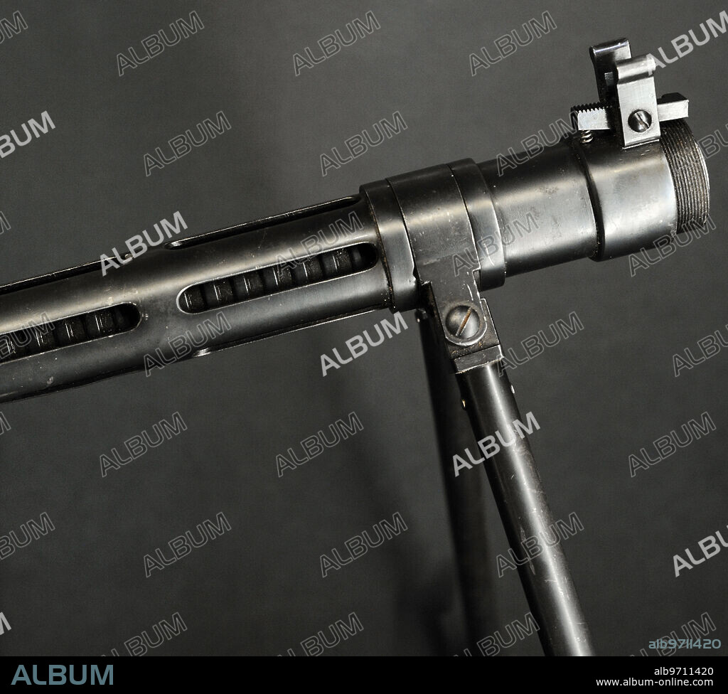 Primera Guerra Mundial (1914-1918). Ametralladora ligera Madsen M-1902 (Dinamarca). Utilizada por los destacamentos de ametralladoras de los batallones de fusileros letones. Detalle. Museo de la Guerra de Letonia. Riga.