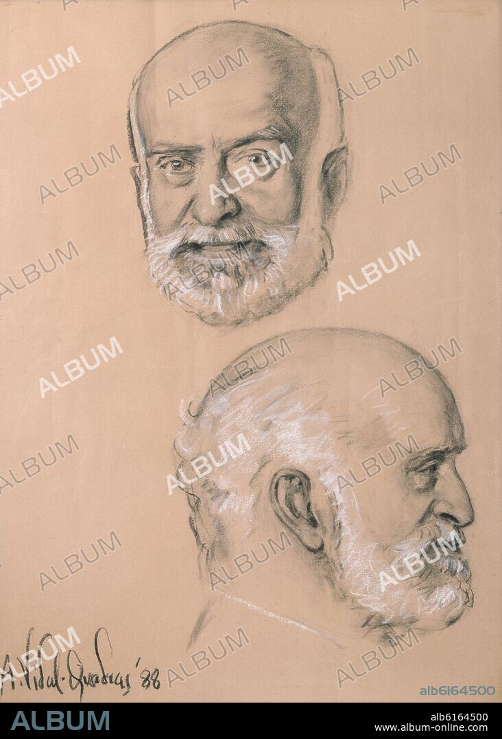 ALEJO VIDAL-QUADRAS. RETRATO DE DON BARTOLOME MARCH - DIBUJO A CARBONCILLO - 1988.