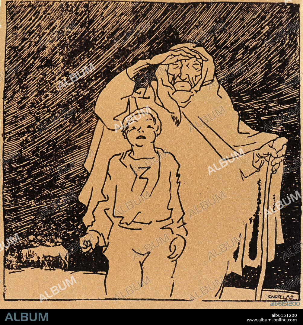 ALFONSO CASTELAO (1886-1950). GRABADO DE COSAS DE LA VIDA.
