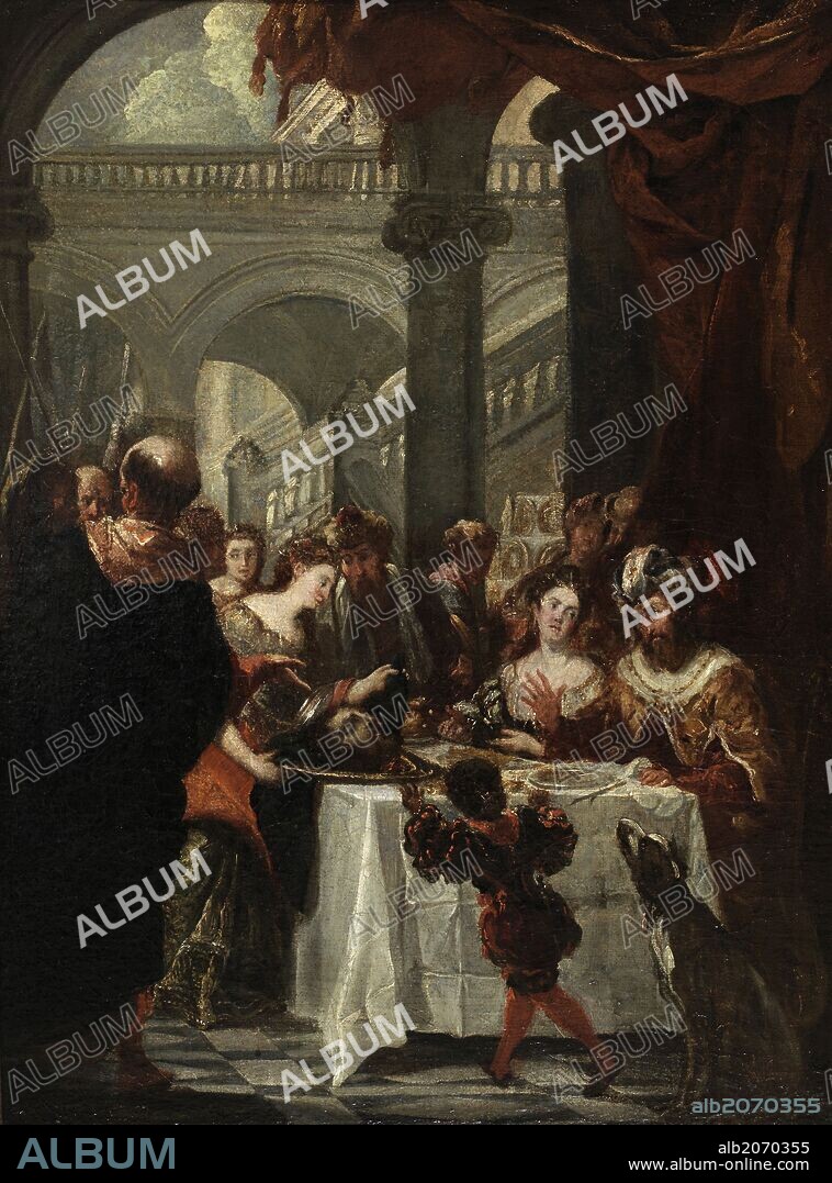 JUAN CARREÑO DE MIRANDA. Juan Carreño de Miranda / 'El festín de Herodes (boceto)', Siglo XVII, Escuela Española, Lienzo, 80 cm x 59 cm, P03088.