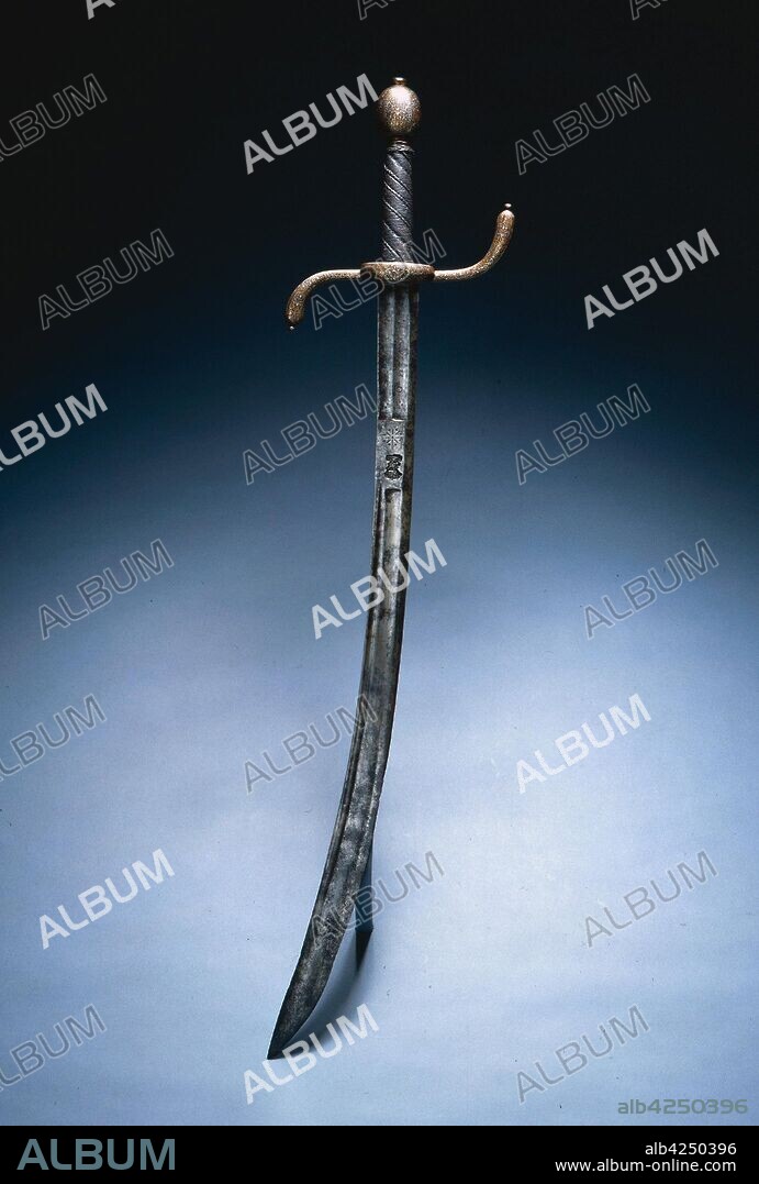 Hanger (Hunting Sword), 1553. Hilt: Italy (?); Blade: Germany, Saxony, late 16th-17th Century. Steel; gold and silver damascened hilt; overall: 73 cm (28 3/4 in.); blade: 57.7 cm (22 11/16 in.); quillions: 17.5 cm (6 7/8 in.).
