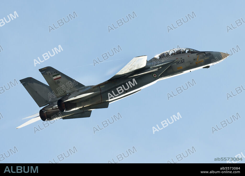 An F-14A Tomcat of the Islamic Republic of Iran Air Force (IRIAF). This F-14A Tomcat made a low passage along the runway during the Iran Airshow 2018. The last flying F-14As operate from Isfahans Shahid Babaei 8th Tactical Air Base, Iran.
