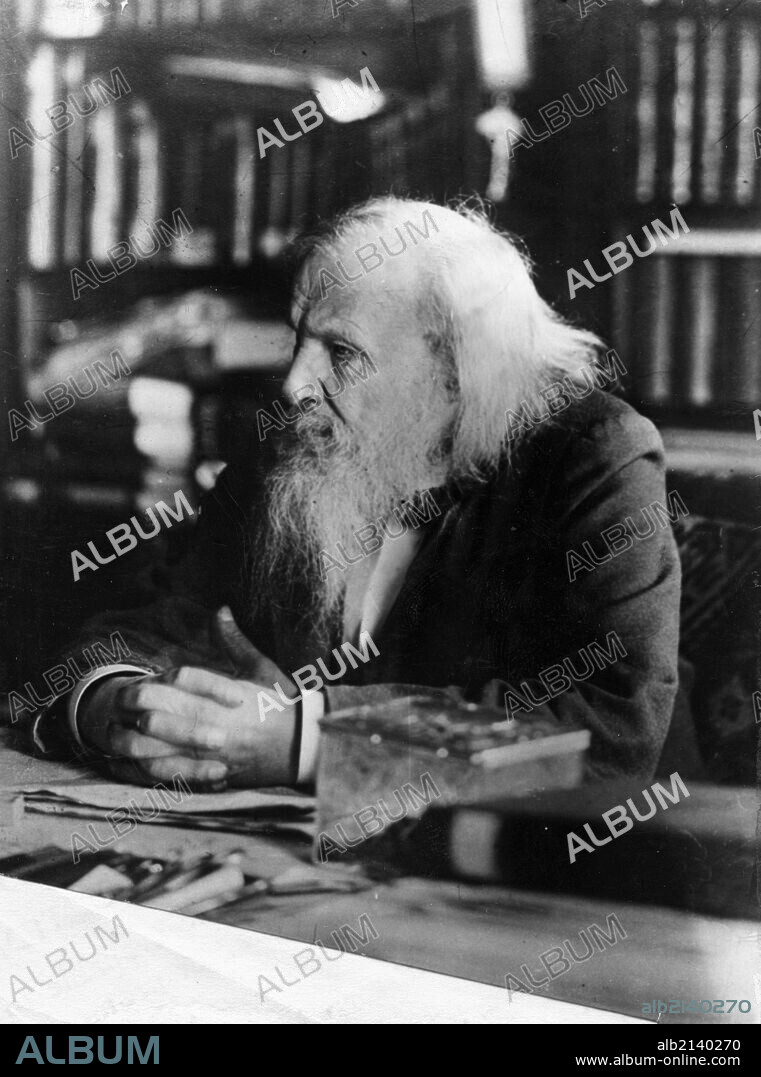 Dimitri ivanovich mendeleev, 1834-1907, the famous russian chemist in his study. 01/02/2013