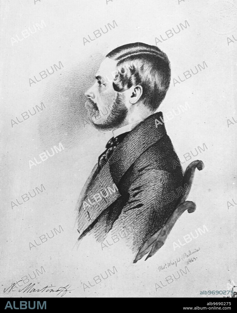 Nikolai Solomonovich Martynov, Russian army officer who fatally shot the poet Mikhail Lermontov in a duel in 1841. Drawing by T.Wright. Supplied By: SCRSS - Society for Co-operation in Russian & Soviet Studies.