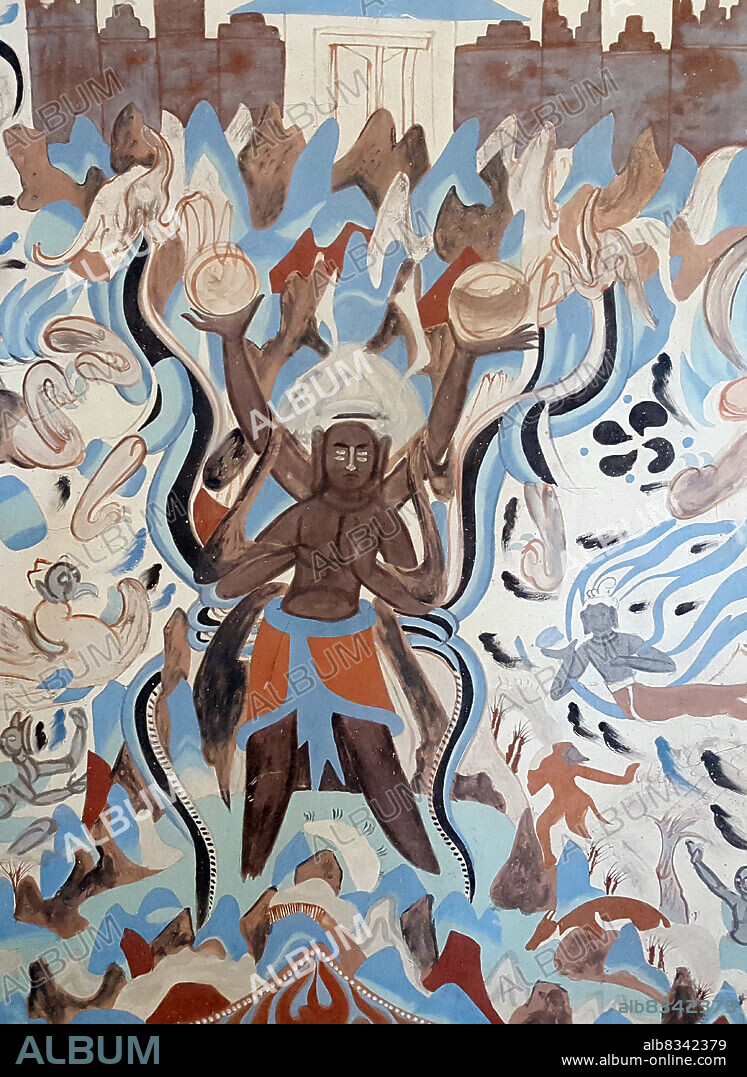 CENTRAL ASIAN ART. Asura in 249th cave of Mogao.