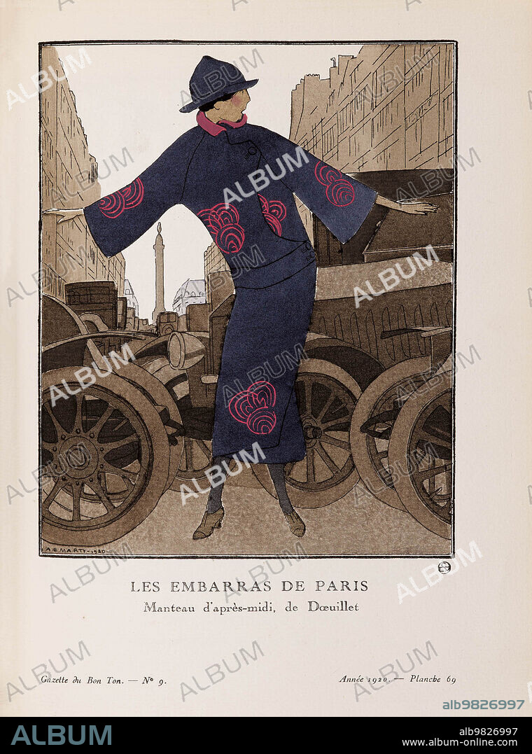 ANDRE EDOUARD MARTY. Les Embarras de Paris. Manteau d'après-midi de Doeuillet (La Gazette du Bon ton).