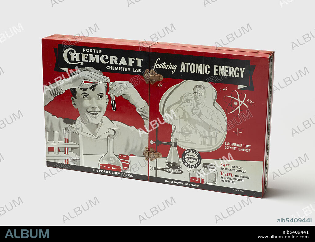Porter Chemcraft Chemistry Lab featuring Atomic Energy, 1950-59. A chemistry set is an educational toy allowing the user (child/teenager) to perform simple chemistry experiments. Chemistry sets reached their heyday in the 1950s, but production of them began in the United States during WWI. Playing with a toy chemistry set inspired many a boy to become a chemist, and not until the late 1950s were girls considered an appropriate market.