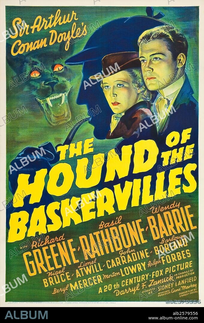 Poster of THE HOUND OF THE BASKERVILLES, 1939, directed by SIDNEY LANFIELD. Copyright 20TH CENTURY FOX.