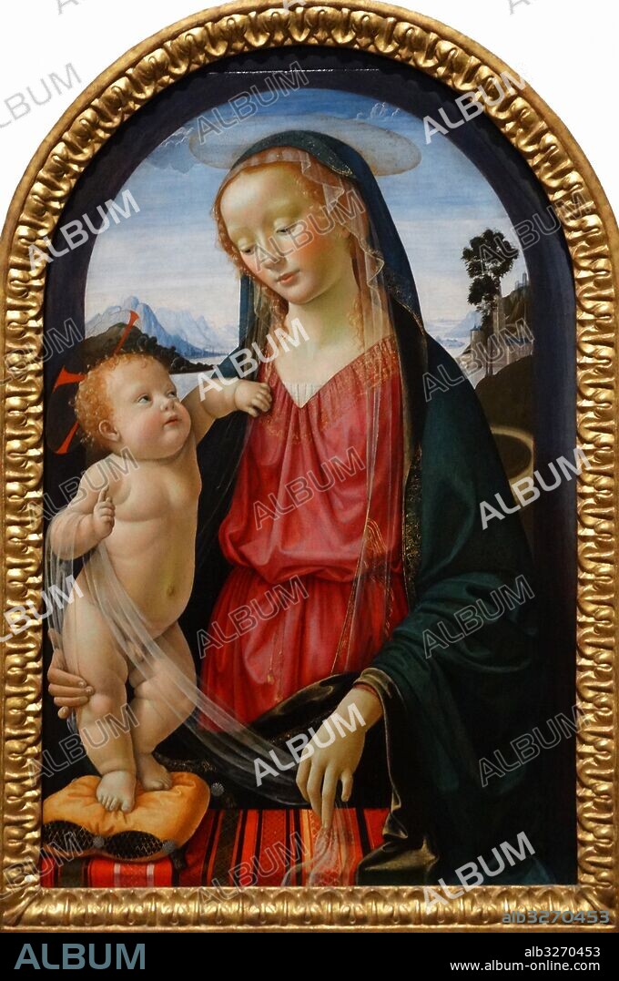 Painting titled 'The Virgin and Child' by Domenico Ghirlandaio (1449-1494) an Italian Renaissance painter. Dated 15th Century.