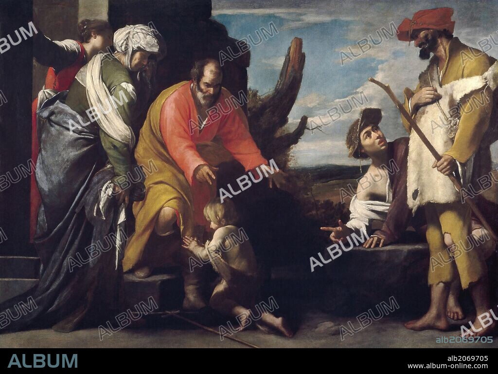 Massimo Stanzione / 'John Baptist Says Farewell to his Parents', ca.  1635, Italian School, Canvas, 181 cm x 263 cm, P00291.