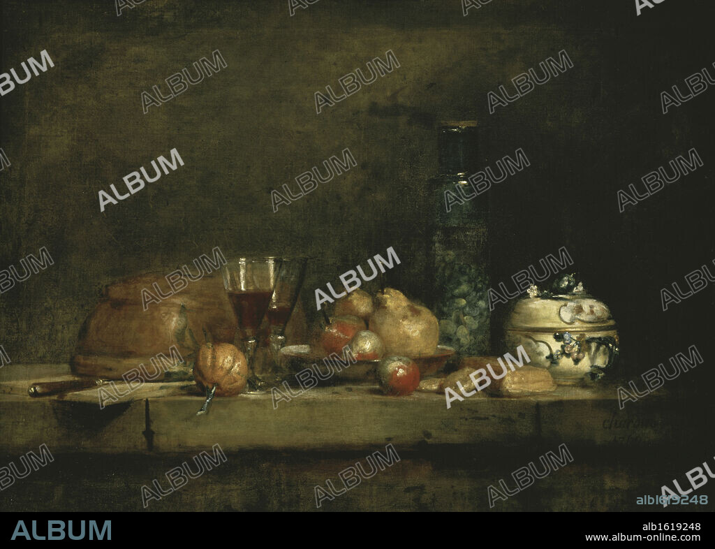 JEAN BAPTISTE SIMEON CHARDIN. The Jar of Olives  Jean-Siméon Chardin (1699-1779 French)   Musee du Louvre, Paris.