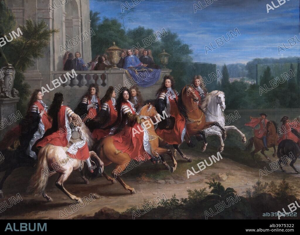 'The Colbert family', c1680-c1683. The Colberts were a prominent family during the geign of Louis XIV of France, including the king'sprincipal minister Jean Baptiste Colbert (1619-1683) who is central in the painting. All the figures are dressed in the uniform costume of the Order of Saint Esprit.