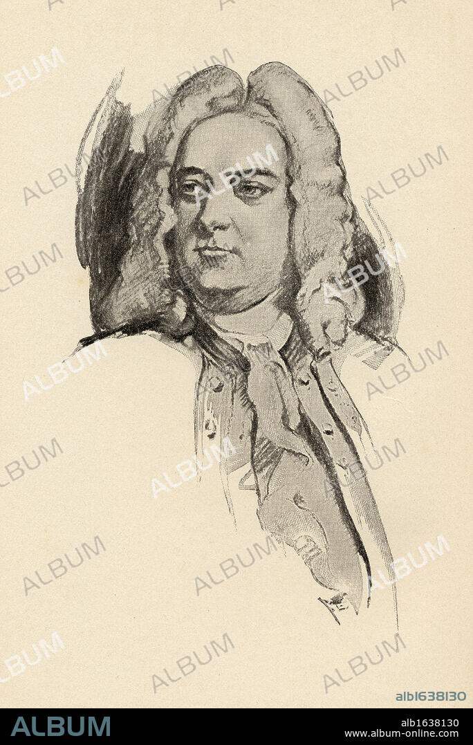 George Frideric (Frederick) Handel, 1685-1759. German born English composer of the late Baroque era. Portrait by Chase Emerson, American artist, 1874-1922.