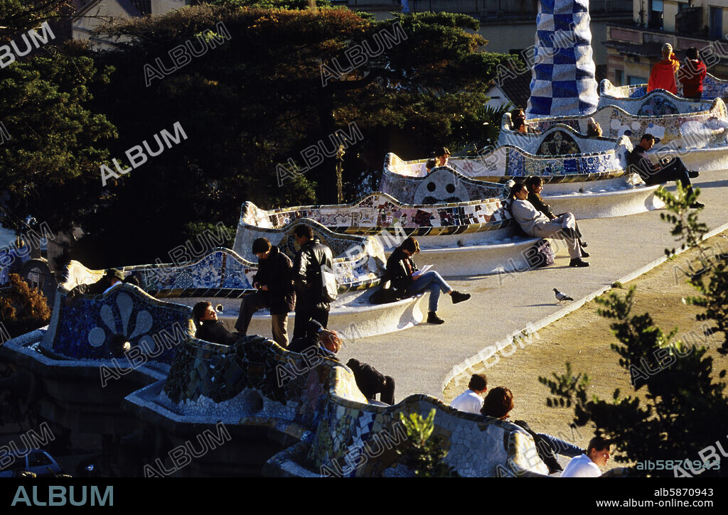 Parc Güell Park (by Gaudí); modernist square.