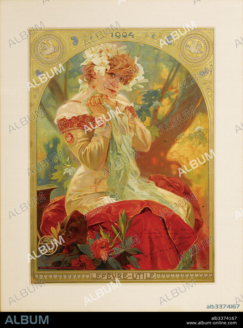 ALPHONSE MUCHA. Poster for Lefèvre-Utile. Sarah Bernhardt in the role of Melissinde in "La Princesse Lointaine" by Edmond Rostand.