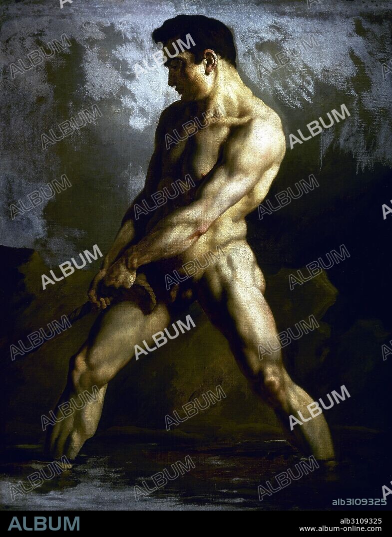 THÉODORE GÉRICAULT. Hombre desnudo tirando de una cuerda.