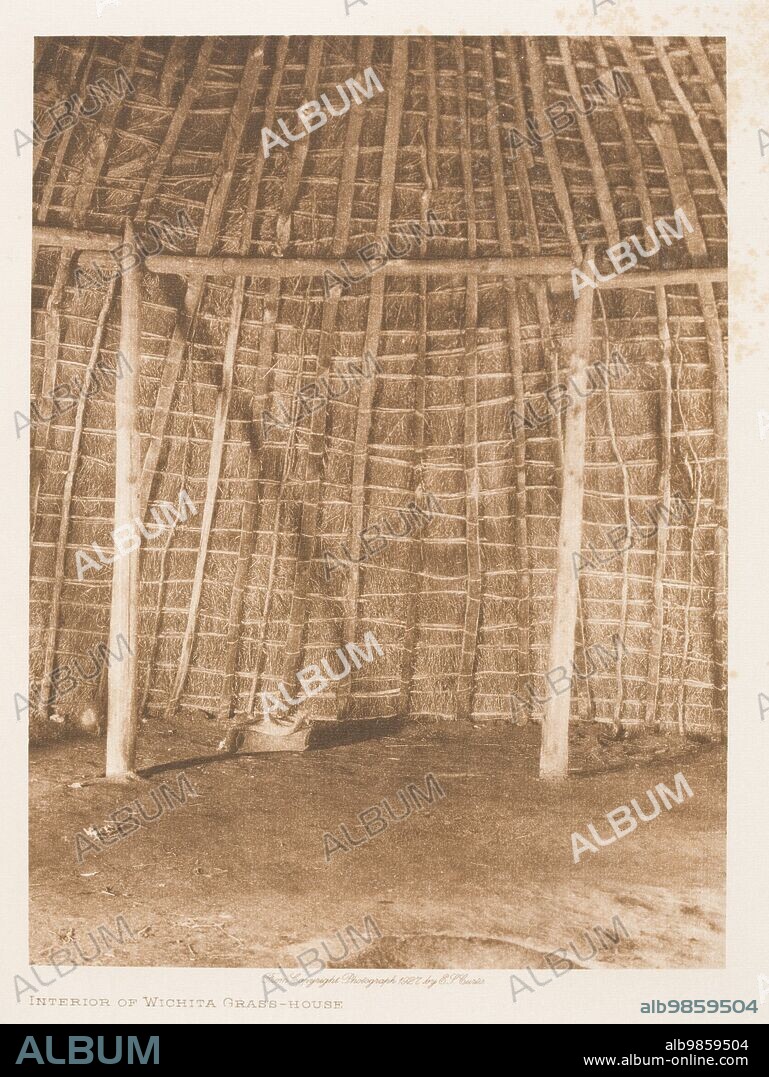 EDWARD SHERIFF CURTIS. Interior of Wichita grass-house, 1927.