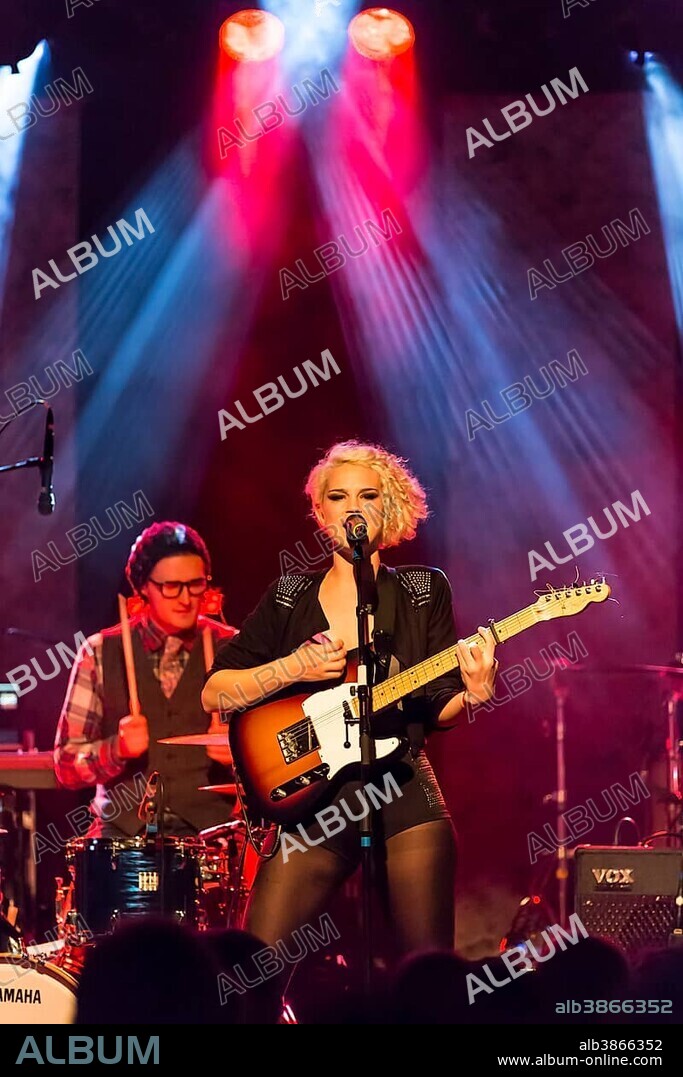 Canadian-Swiss singer Rykka, alias Christina Maria, performing live in the Schueuer concert hall, Lucerne, Switzerland, Europe.