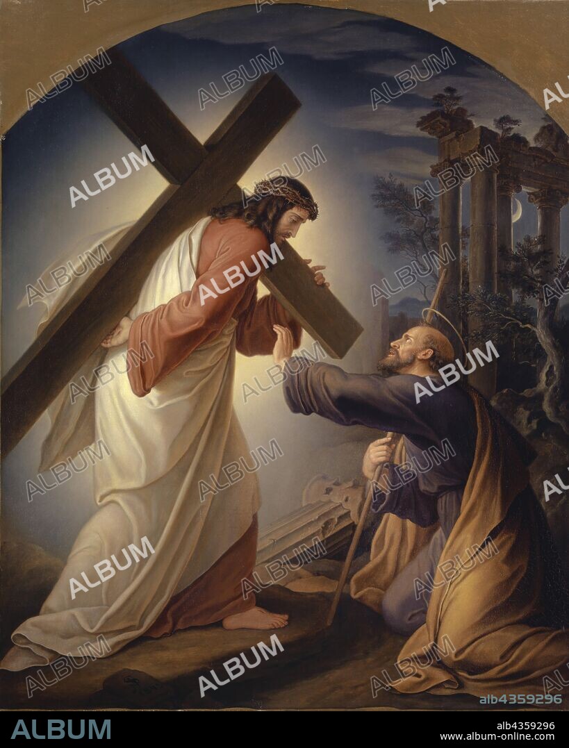 Domine, quo vadis?, [Lord, where are you going?], 1843, oil on canvas, 81.5 x 66.2 cm, monogrammed and dated lower left: JS [ligated], 1843, Julius Schnorr von Carolsfeld, Leipzig 1794–1872 Dresden.