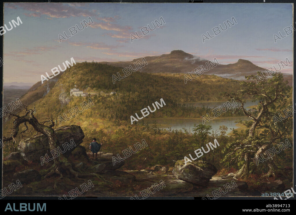 THOMAS COLE. A View of the Two Lakes and Mountain House, Catskill Mountains, Morning. Date/Period: 1844. Painting. Oil on canvas. Height: 91 cm (35.8 in); Width: 136.9 cm (53.8 in).
