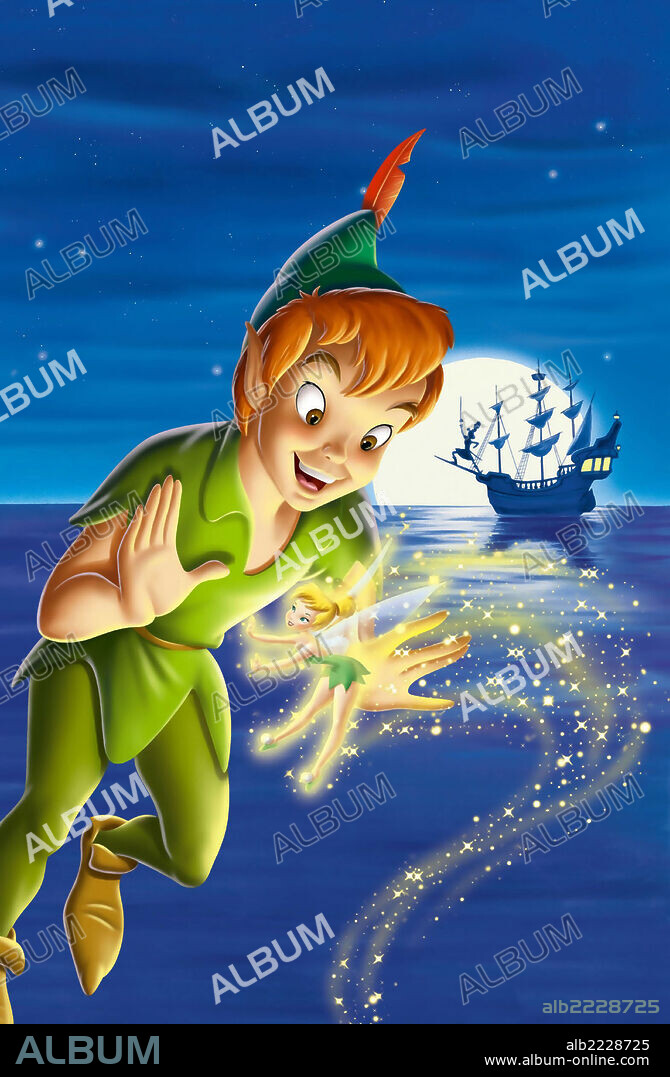 Poster of PETER PAN, 1953, directed by HAMILTON LUKE and WILFRED JACKSON. Copyright WALT DISNEY PRODUCTIONS.