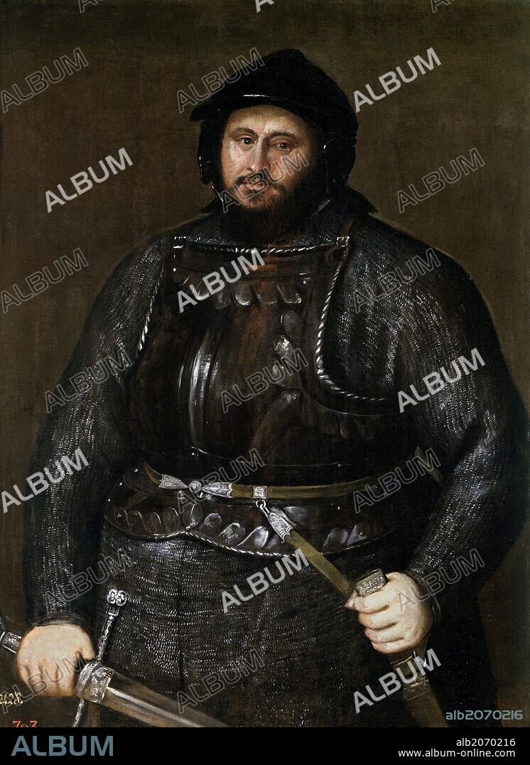 TITIAN. Vecellio di Gregorio Tiziano / 'John Frederick I of Saxony', 1548, Italian School, Oil on canvas, 129 cm x 93 cm, P00533.
