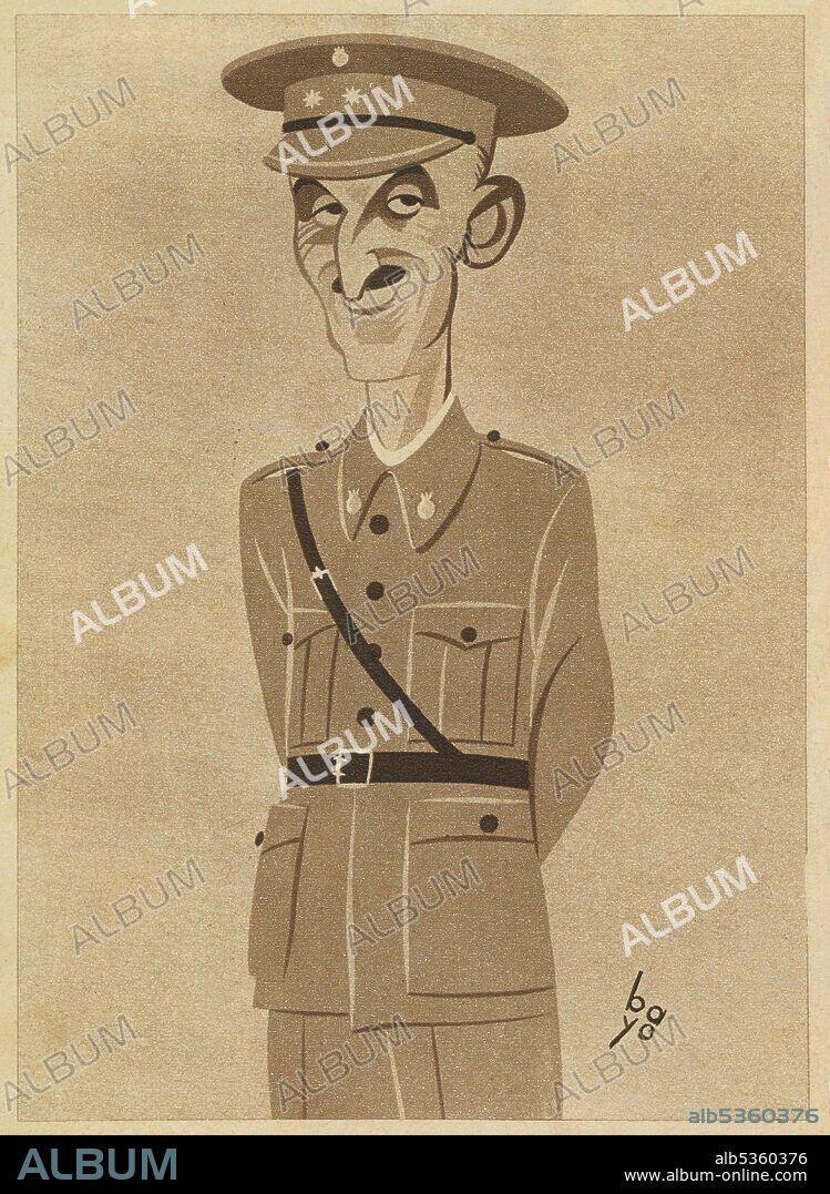 España. Juan Hernández Sarabia (1880-1962), militar español republicano. Caricatura. Año 1936.
