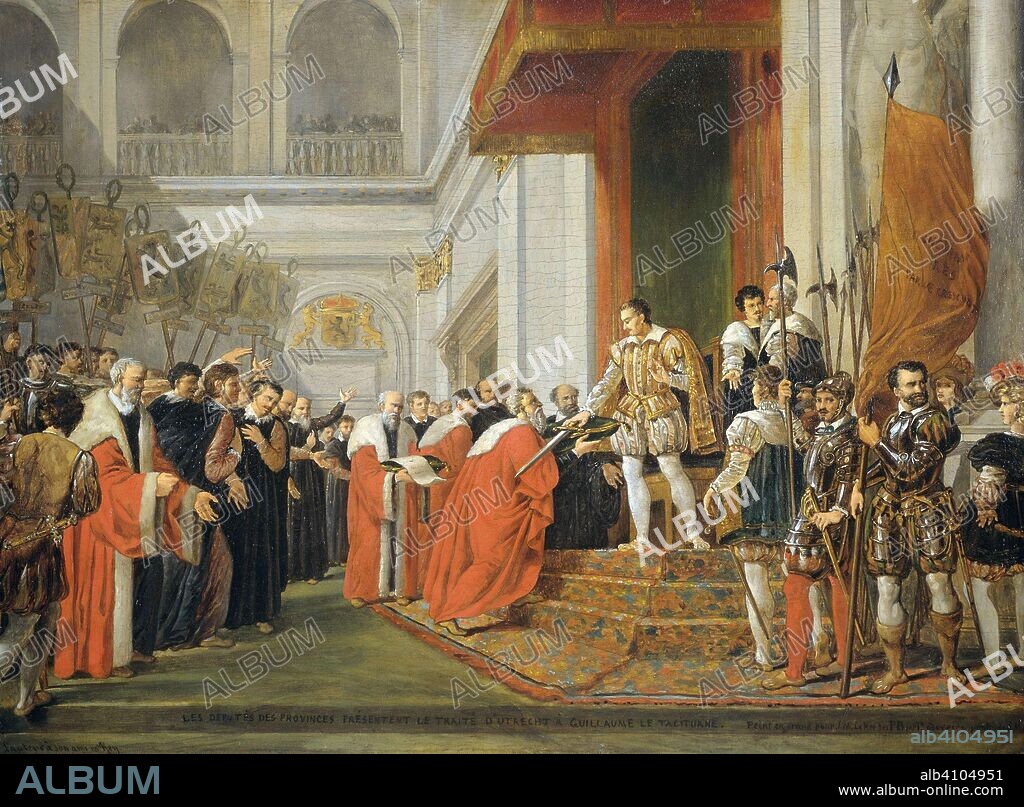 JOSEPH DENIS ODEVAERE (SIGNED BY ARTIST). The Union of Utrecht. Dating: 25-Jun-1815 - 9-Feb-1830. Measurements: h 40.2 cm × w 54.5 cm × t 1.3 cm; d 8.5 cm.