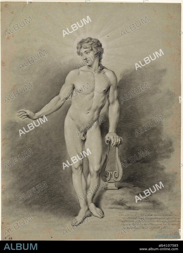 Standing male naked with a lyre, like Apollo. Draughtsman: Jan Tersteeg.  Dating: 17-Nov-1789. Measurements: h 554 mm × w 424 mm. - Album alb4107585