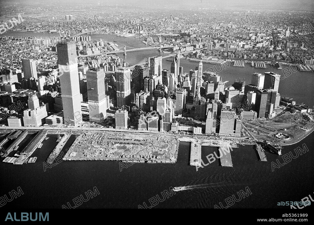 Lower Manhattan with World Trade Center & other Construction, New York City, New York, USA, Thomas J. O'Halloran, January 11, 1971.