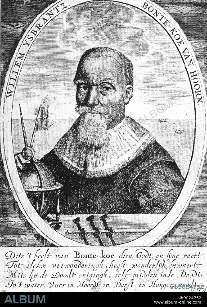 Willem Ysbrandtsz Bontekoe (1587-1657) was a skipper in the Dutch East India Company who made only one voyage for the company (1618-1625). He became widely known because of a journal of his adventures that was published in 1646 under the title 'Journal of memorable description of the East India Voyage of Willem Bontekoe from Hoon, including many remarkable and dangerous things that happened to him there. At the age of 20, Bontekoe succeeded his father as captain of the ship Bontekoe. 10 Years later, in 1617 the ship was taken by Barbary Pirates and Bontekoe ended up in a slave market. In 1618 he enlisted in the service of the Dutch East India Co. In 1625 Brontekoe returned to Holland. After his return he settled down in Hoorn and on 1 March 1626, at the age of 38, married Eeltje Bruijnes.